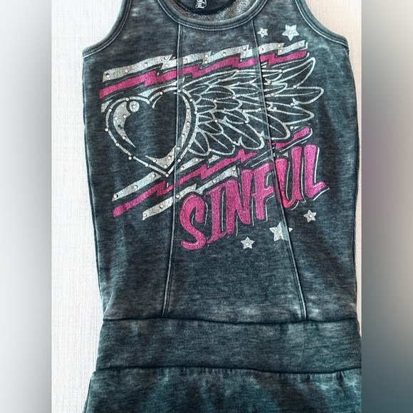 NWOT XS Affliction Women's Grey and Pink Dress - Picture 3 of 6